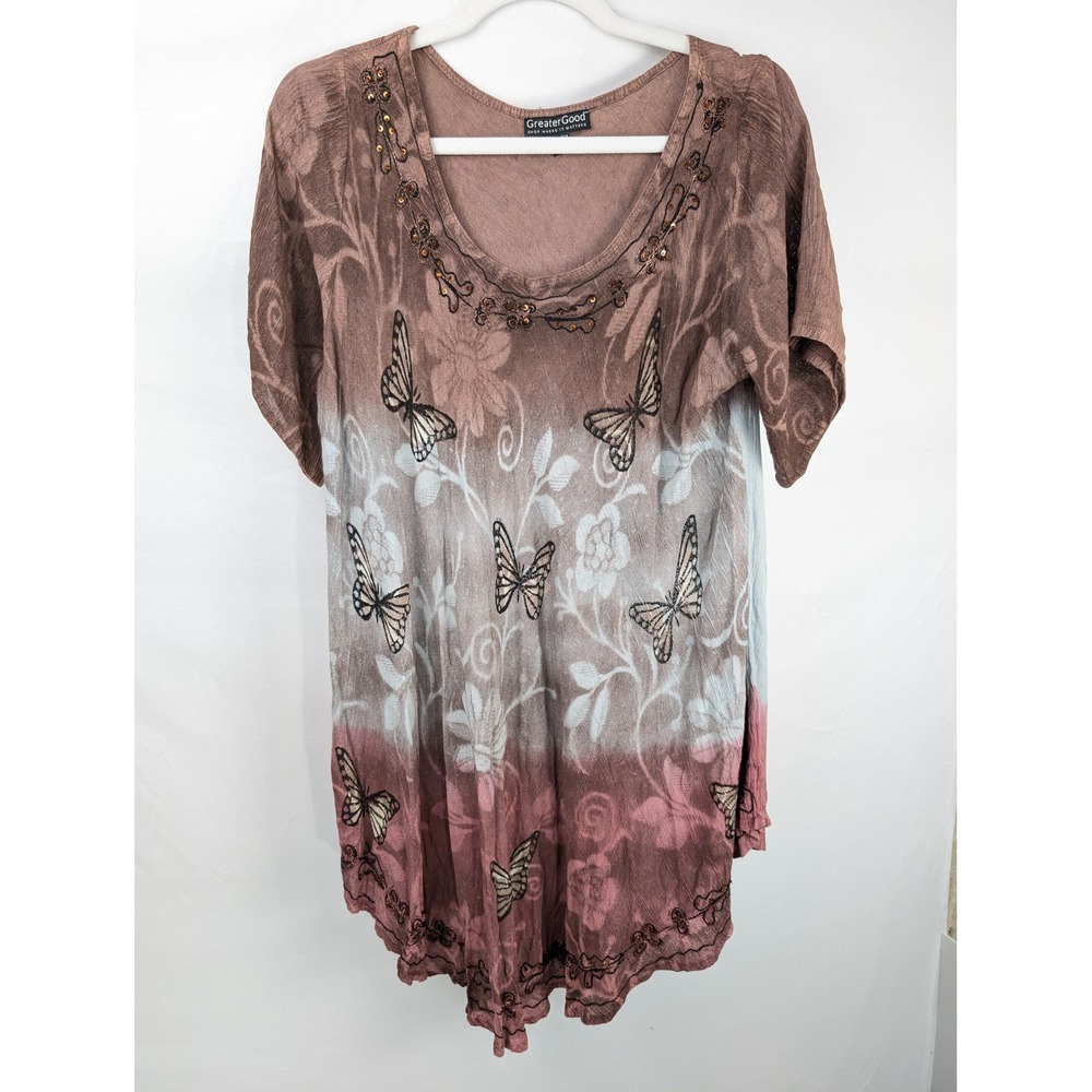 Vintage Y2K Floral Butterfly Fairy Grunge Top Size M Punk Indie Boho Whimsigoth